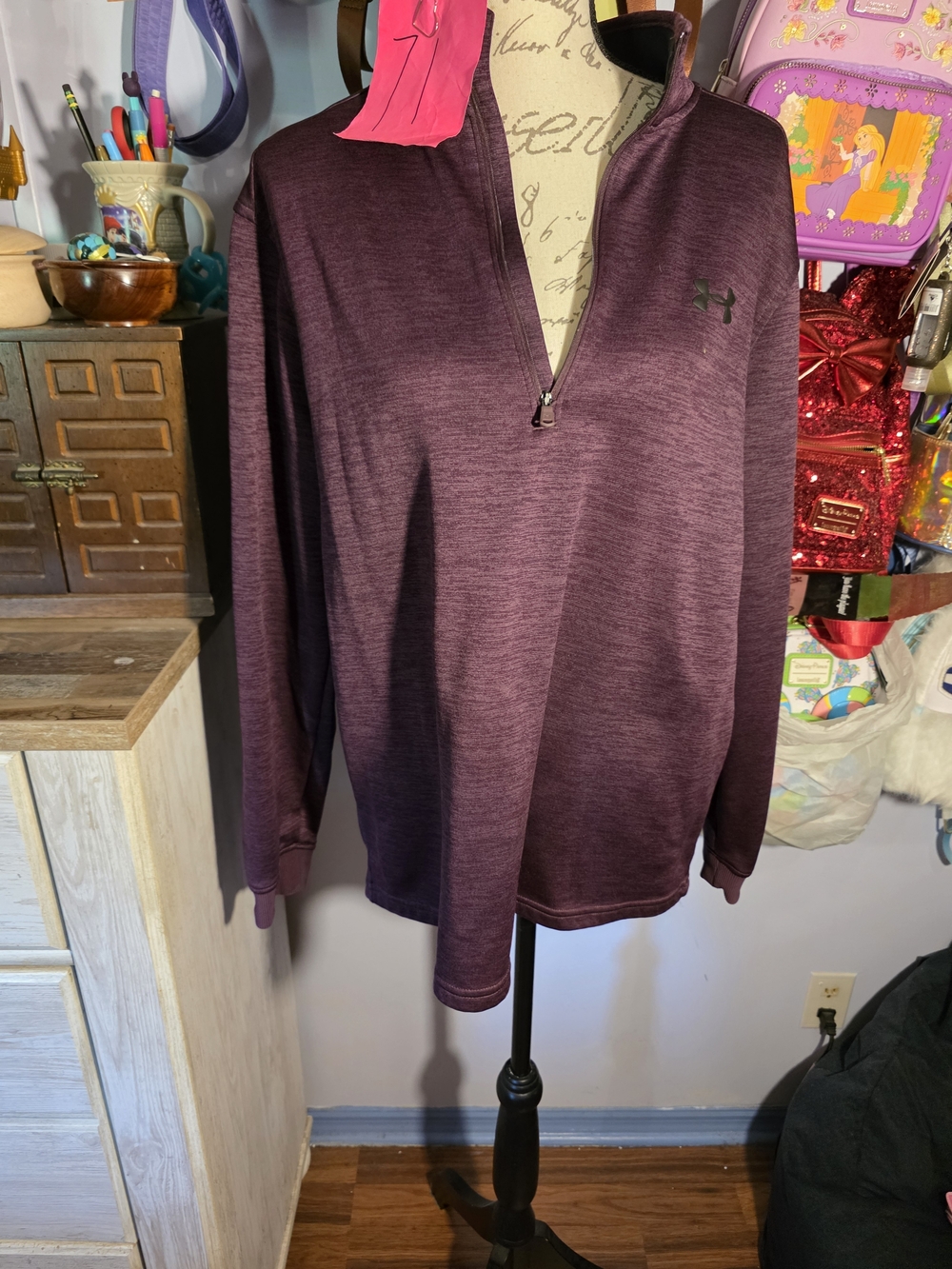 Under Armour Plum Quarter-Zip Pullover Size Large.